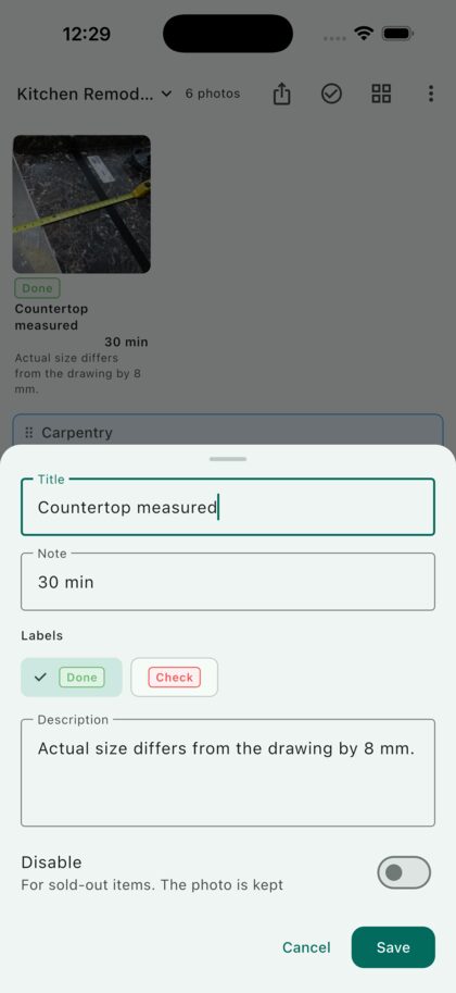 Entering a step name, duration and a warning
